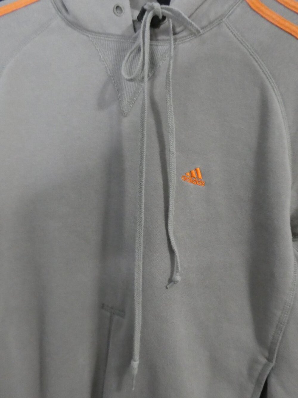 Vintage Y2K ADIDAS Pullover Hoodie Orange 3-Stripes Back Adidas Print - Large - Picture 16 of 16